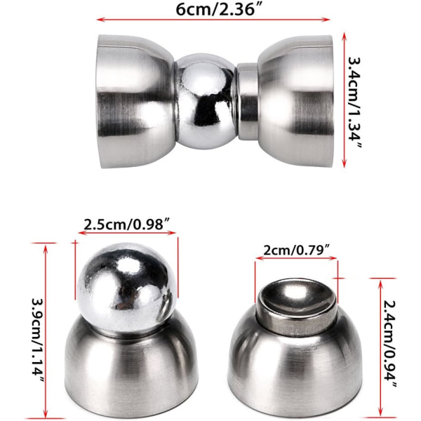Sett med 2 mini magnetiske dørstoppere i rustfritt stål