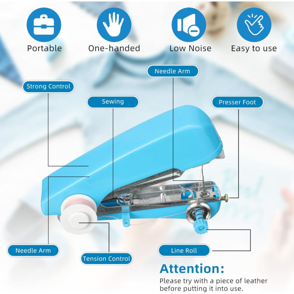 3 stk. Håndholdt Mini Manuel Symaskine Bærbar Hæftemaskine Sy