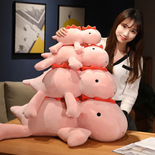 13,7 tum (Rosa) Dinosaur Viktad Plysch, Djur Viktade Stoppade