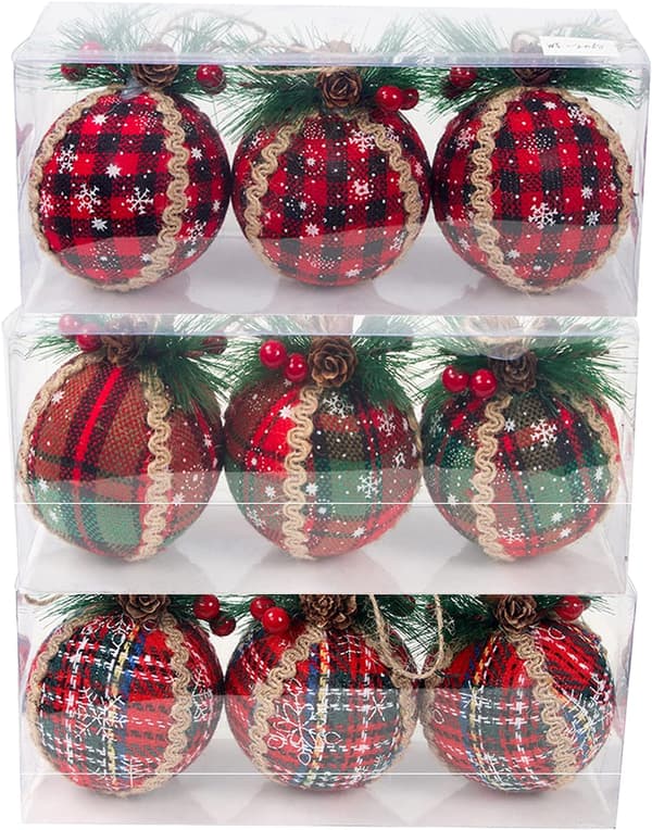 Buffalo Plaid Rustic Joulukuusikoristeet, Sha