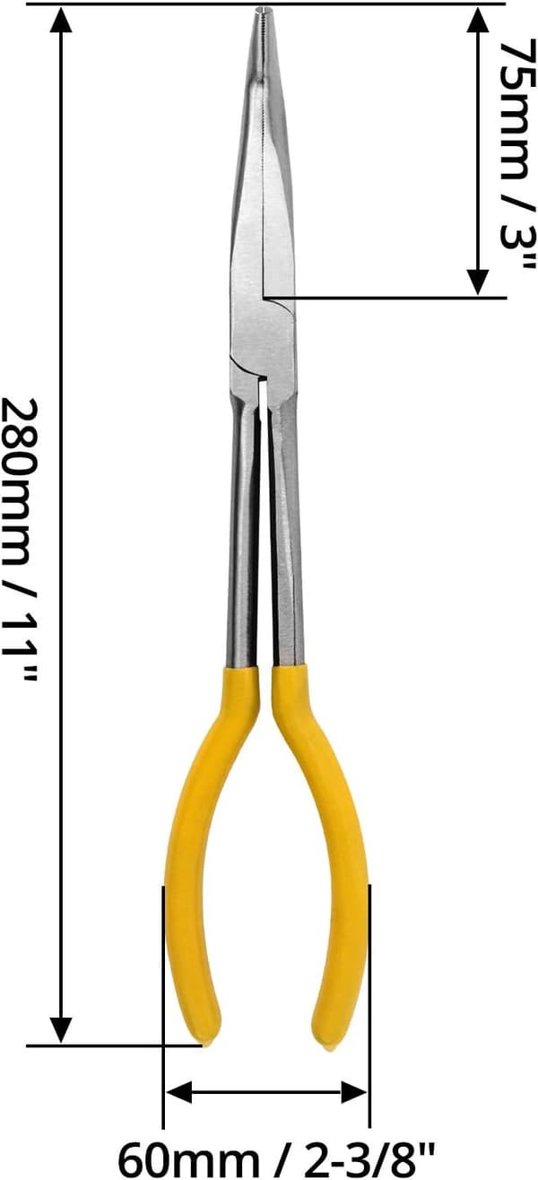 Kaarevat pihdit, pitkät pihdit, 280 mm / 11 tuumaa, 45 asteen taivutus