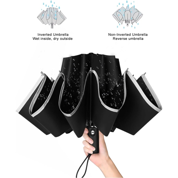 Foldbar paraply, kompakt automatisk paraply, foldbar åben og luk