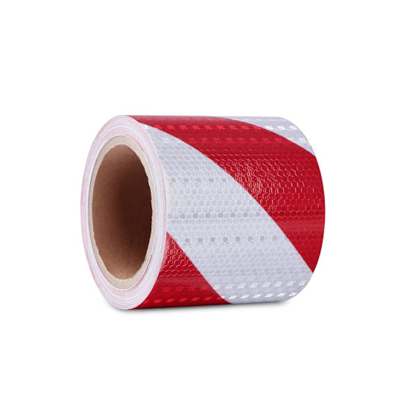 1 stk Rød og Hvid Reflekterende Tape - 10cm x 10m - Synlig Sikkerhed DXGHC