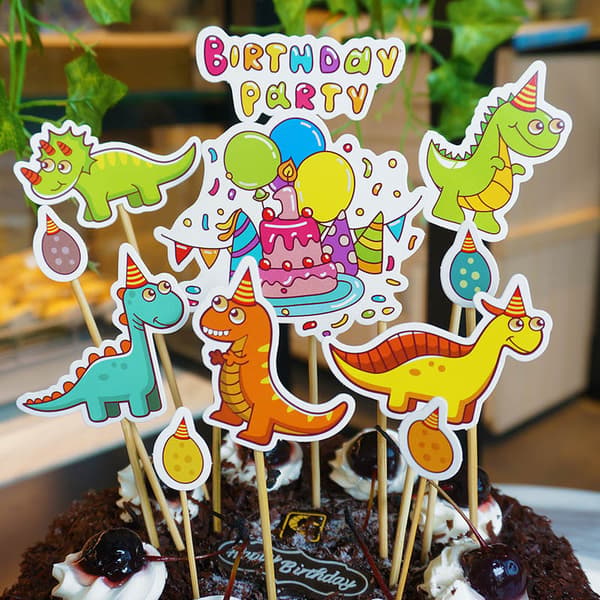 Sett med 11 stykker dinoballer festkake innlegg kake dekorasjon