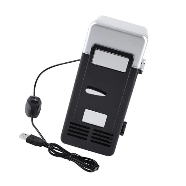 LED-Mini-USB-Køleskab, USB-Køleskab, Drikkevarer, Dåser, Køl og Varme, Sort