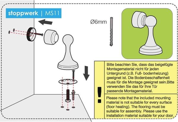 Magnetisk dørstopper i rustfrit stål look - Dørstopper med