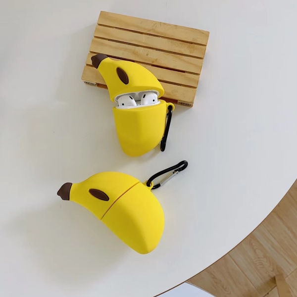 2 stereoskopiska tecknade banan AirPods för Apple hörlursfodral