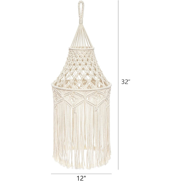 Lampe Skjerm Boho Henge Pendlestøtte Deksel Bohemian Lamper for Kontor Soverom Stue Barnehage Sovesal Innredning (Lyspære