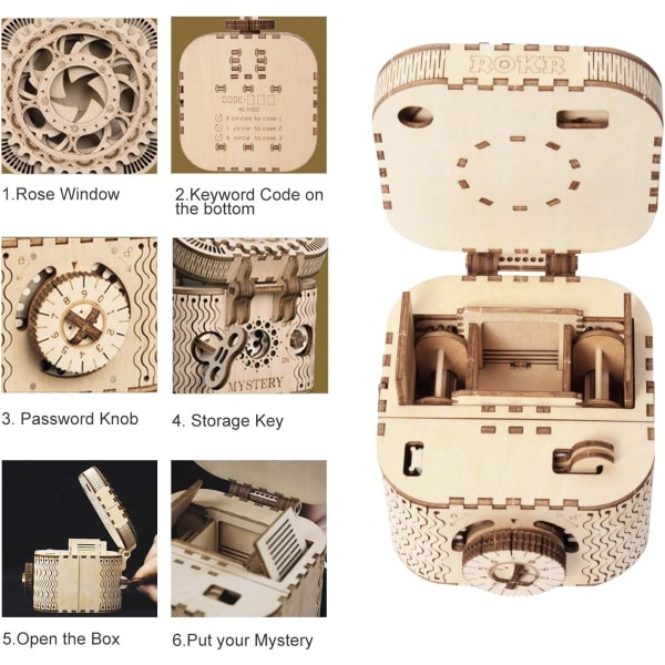Träpusselmodell 3D Laser Cut Brain Teaser - Treasure Box Mek