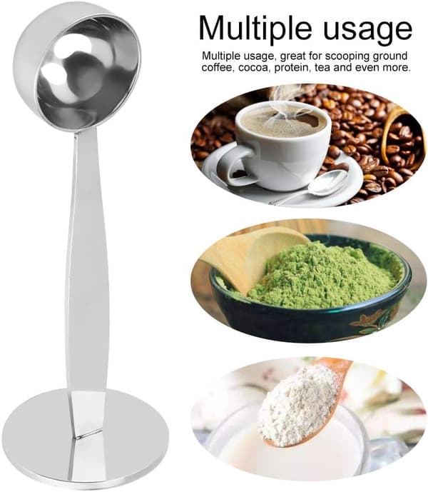 Kaffeskje 2 i 1 Rustfritt Stål Kaffetamper 15ml/0.5oz Måling