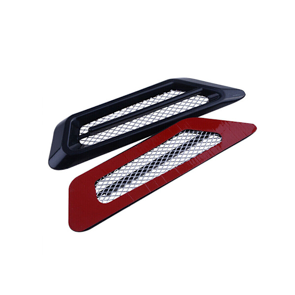 2x Sorte Bil Auto Luftstrøm Fender Side Mesh Ventilation Dekoration Stick