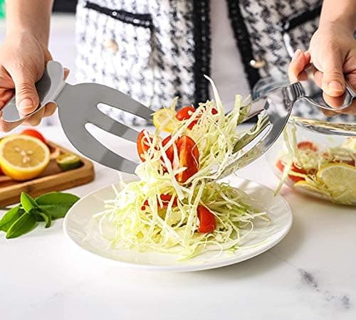 Sett med 2 Salat Tenger i Rustfritt Stål for å Kaste Salat Pasta og