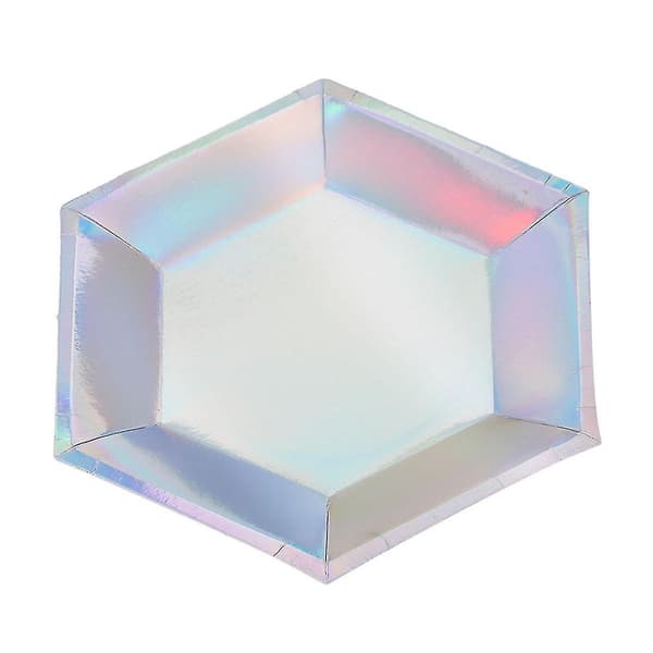 8 st Iridescent Engångsservis Party Papperstallrikar Papper DXGHC