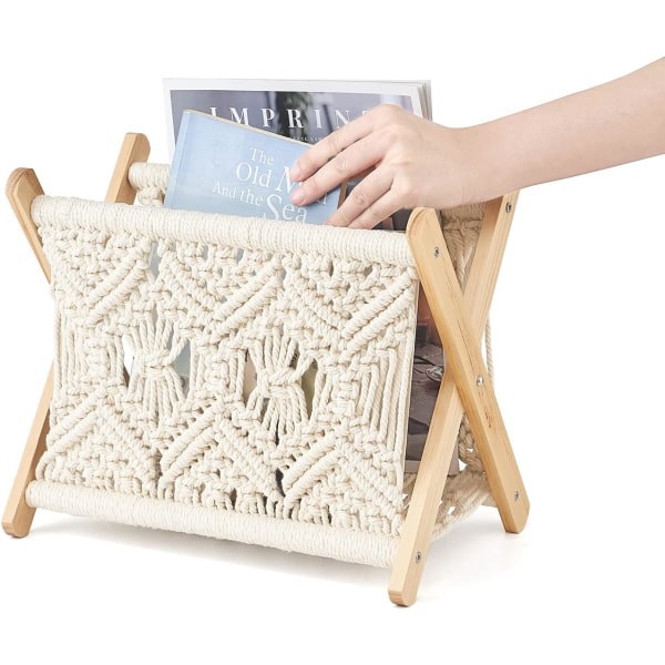 Macrame tidningsställ Boho tidningsställ Fristående förvaring Ba