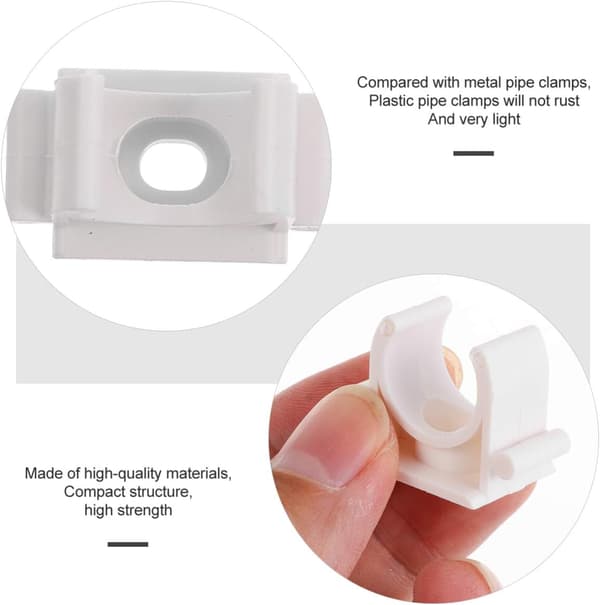 200 stk PVC vannrørklemmer U-brakett for PEX-rør Plasttilbehør