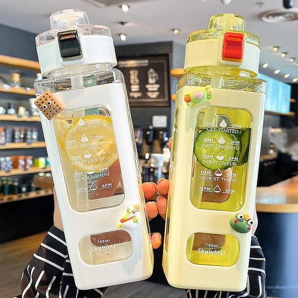 Vattenflaskor för barn med sugrör: 24oz söt Kawaii vattenflaska med