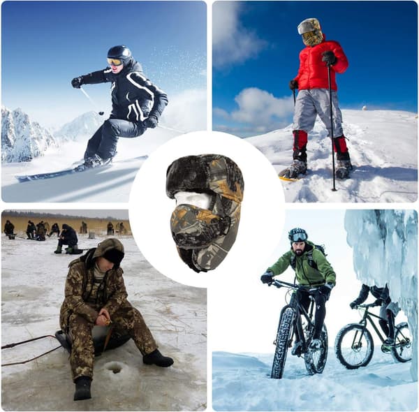 Vinter Camouflage Bomber Trapper Hat, varm øre-jumper hat med Wi