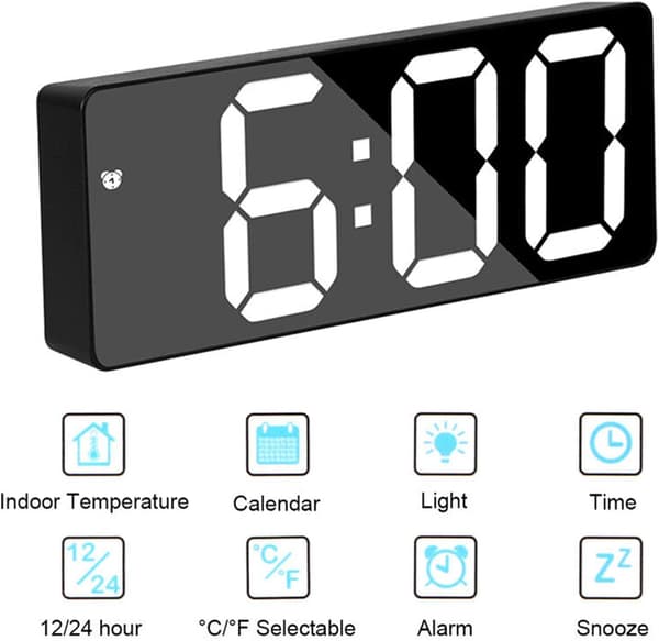 Väckarklocka LED-display Digital Spegel Väckarklocka Batteri Pl DXGHC