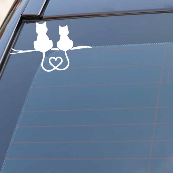 2 stycken söta katt-sidodekaler 3D vinylgrafik, lastbil bil