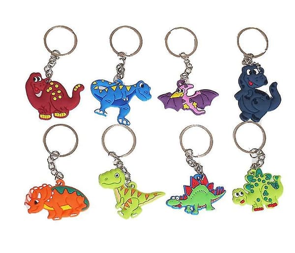 8pcs Keychains, Key Rings, Cute Rubber Dinosaur Key Chains Fo DXGHC