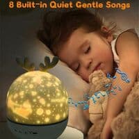 Bébé nattlampe projektor, LED barnelampe med musikk og