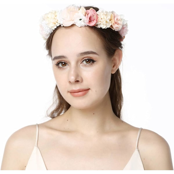 Dam Blomma Hårband Blomsterkrona Hårkrona Boho Bröllop