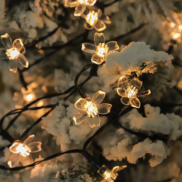 Solcellsstränglampor för utomhus, 6,5m 30 LED-fairylights Blomljus