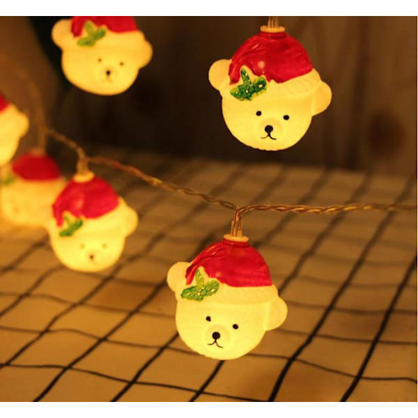 LED-ljusslinga med julbjörn, jultomte och USB-kontakt
