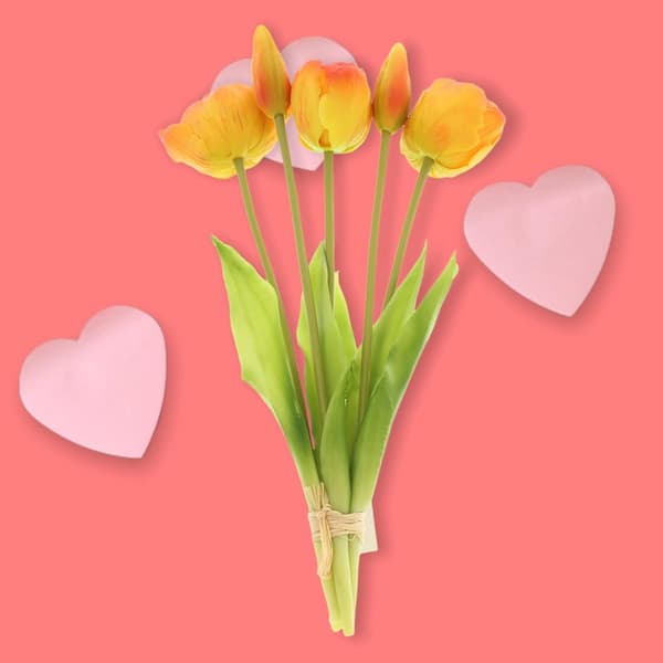 Kunstige Tulipaner, Kunstige Blomster, Real Touch, Borddekorasjon