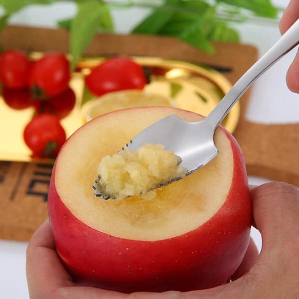 Sett med 6 Grapefrukt Skjeer Rustfritt Stål Halv-Takket - Vi DXGHC