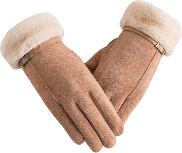 Vinterhandskar för kvinnor, varma, fleecefodrade, stretchiga, tjocka, pekskärm