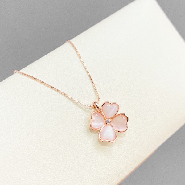 Vind Opal Clover Halsband, Guld Kragekedja, Roséguld