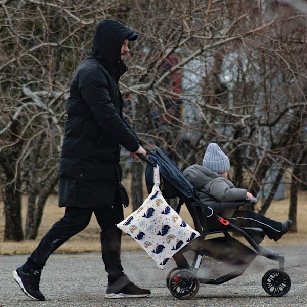 Våtpose, våte tørre poser for tøybleier Bleie barnehage arrangør oppbevaringsposer, vanntett vaskbar gjenbrukbar glidelåspose (W
