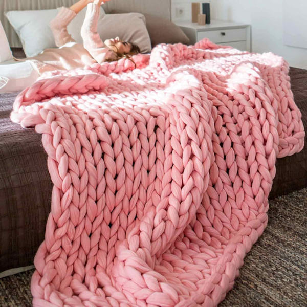 80*100cm Käsintehty Karkean Villan Kudottu Peitto Chenille Tikkaus