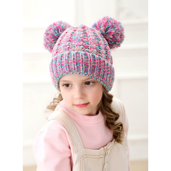 Stickad Bebisflickebeskyddande Mössa med Pompom - DXGHC