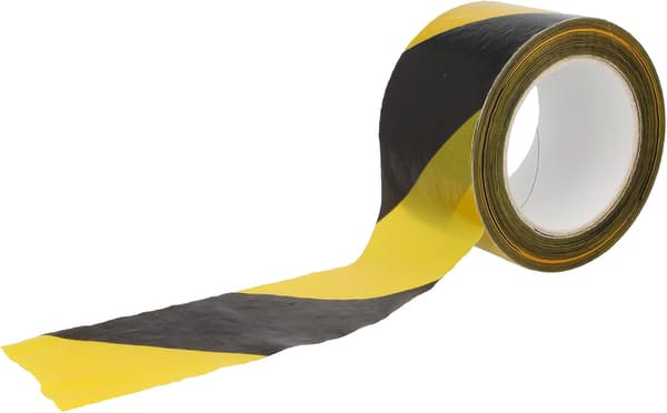 Gul og Sort Område Markeringstape - 70mm x 33M, Advarsel Markering