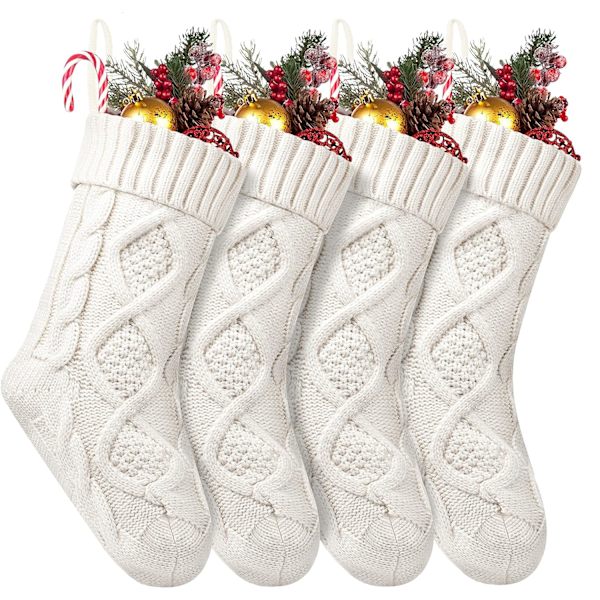 4-pack Julstrumpor, 14 tum Kabelvirkade Strumpor Present