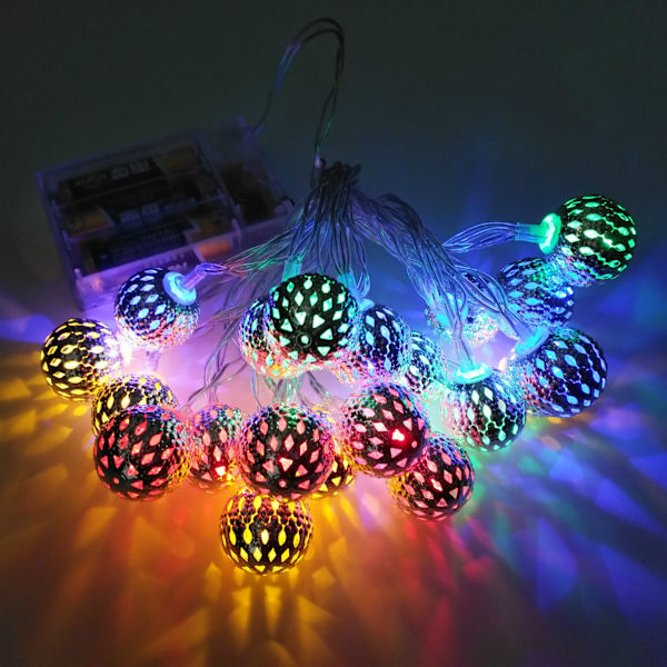 LED solenergi marokkansk kuglefarvede lys julepynt