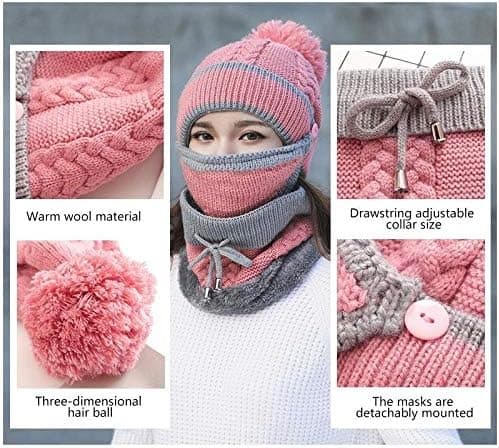3-pack Fashion Vinterstickad Mössa för Kvinnor Tjock Ullhatt
