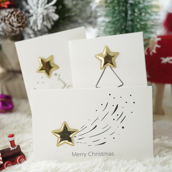 12 delar 3D stjärna läder dekorerad julkort gratulationskort