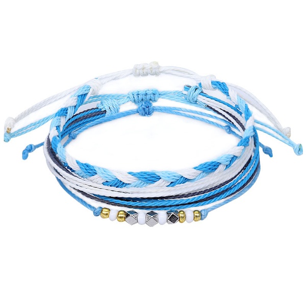 6-pack Vattentäta Justerbara Boho Armband Set Flätad Sträng Hawa