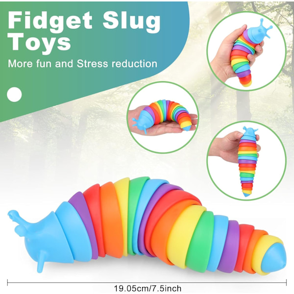 Sansestimulerende leker, 3D ledddyr snegleleker, fleksibel snegle sansestimulering