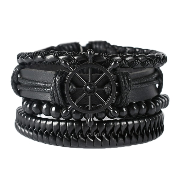 Set of 4 leather bracelets men women woven cuff bracelets tree of