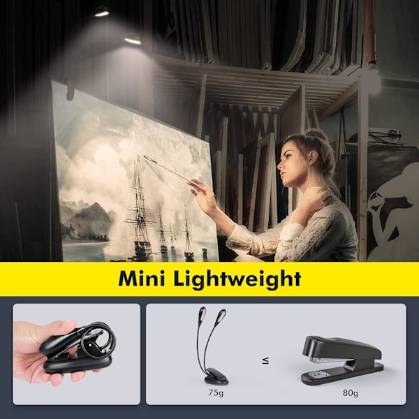 Latautuva lukulamppu, eecoo lukulamppu 14 LED:llä 3 väriä