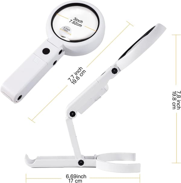 Handhållen Förstoringsglas, 5X 11X Bordsspegel med Vikbar Stativ