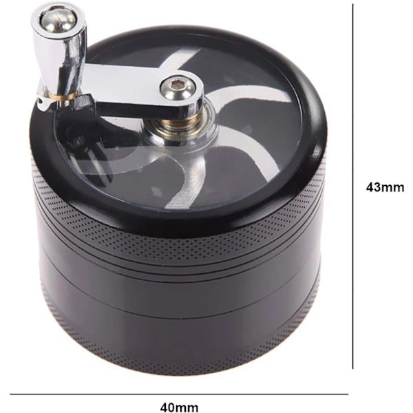 Pollen Grinder i sink-legering, manuell sveivkvern for krydder, urter,