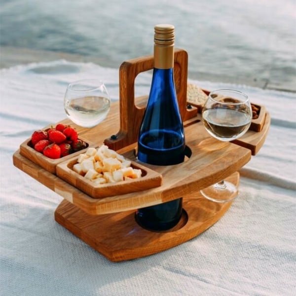 Picnic Table wine plate portable out hanging wine cup fruit plate