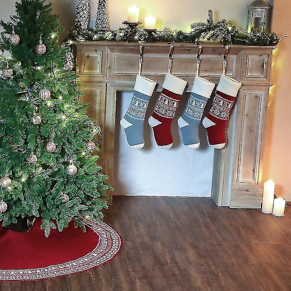 Stickad julstrumpa dekorationer inomhus, stora Xmas Sto DXGHC