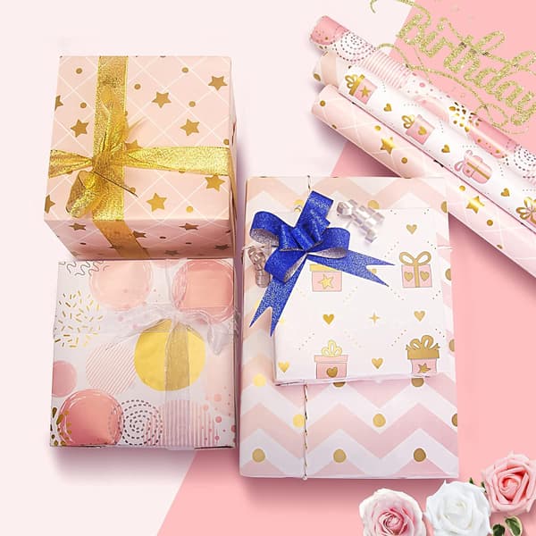 Rosa Presentpapper, (4 Ark, 70x50cm) Presentpapper P DXGHC