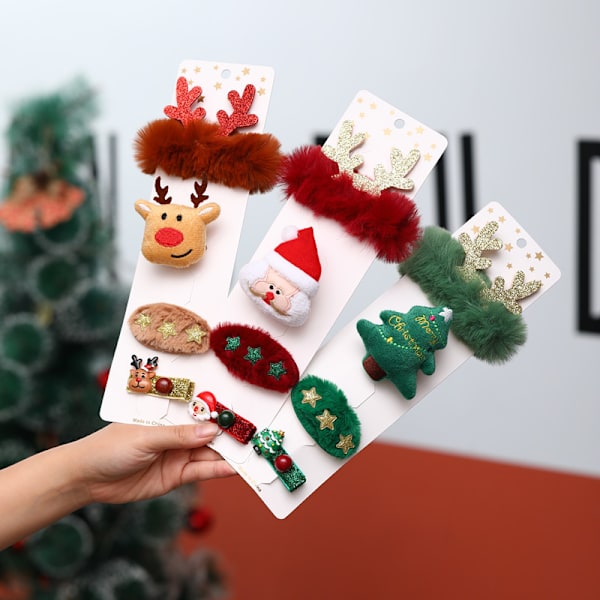 3 sæt ældre elg juletræ hårklips sæt kreativ Ch